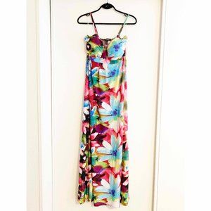Watercolour Floral Maxi Dress with Spaghetti Straps | Streetwear Society